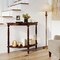 Light Espresso Half-Moon Console Table with 2-Tier Storage for Entryway and Hallway Decor
